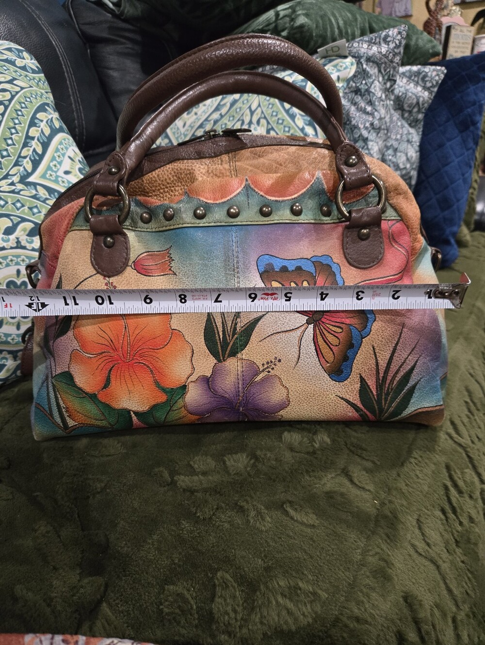 Awesome Anuschka Hand-Painted Floral Butterfly Satchel – Multicolor. GUC - Picture 15 of 16